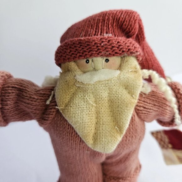 Vintage Cloth Cottagecore Santa Doll Ornament 6.5" Scandinavian Style Holiday - Picture 3 of 9